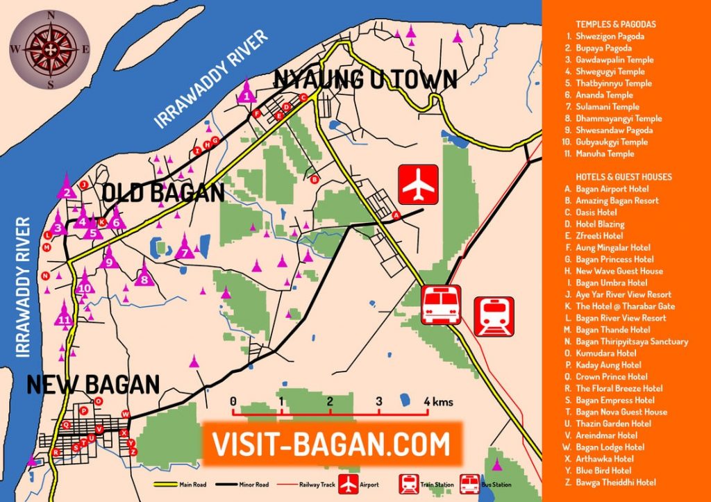 Tourist Map of Bagan Myanmar